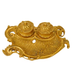 Antique French Rococo Gilt Bronze Inkwell