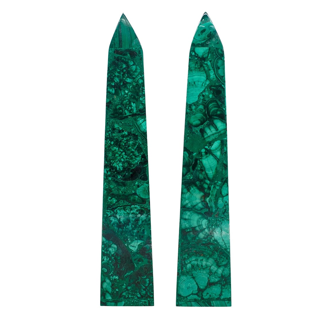 (2 Pc) Pair Of Malachite Obelisk Sculptures (1 of 5)