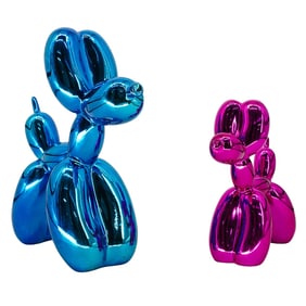 Pair Of Jeff Koons Style Balloon Dog Sculptures