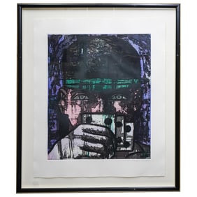 Aaron Fink (American, B. 1955) Card Player Lithograph