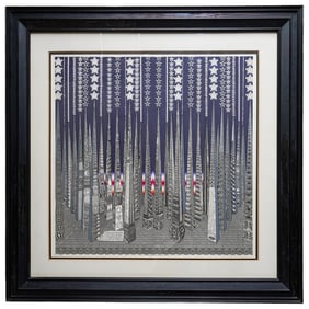 Pedro Friedeberg (Mexican, B. 1936) "Obeliscos con Basiliscos" Signed Serigraph