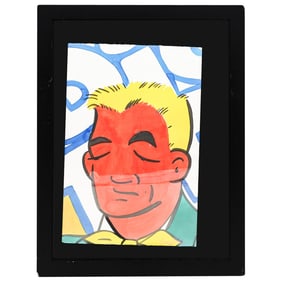 John Matos Crash (American,1961) "Red Man" Framed Watercolor