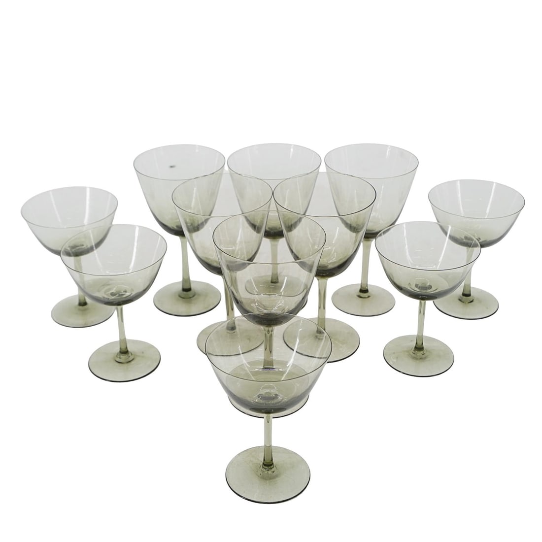 (11 Pcs) Vintage Smoky Gray Stemmed Glassware (1 of 7)