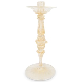 Murano Gold Aventurine Glass Candlestick