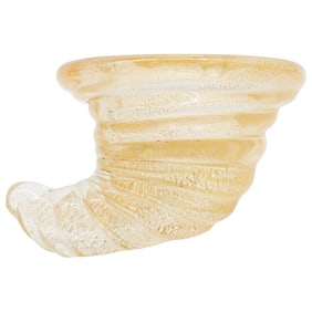 Murano Barovier & Toso Gold Flecked Glass Shell Dish
