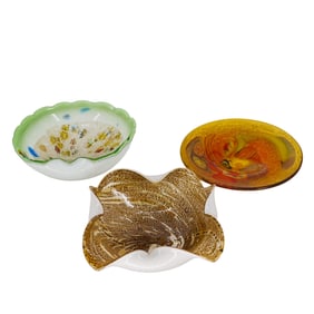 (3 Pcs) Murano Art Glass Bowl Collection