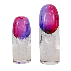 (2 Pcs) Buzz Blodgett Art Glass Vases