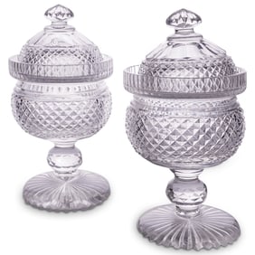 Probably Baccarat Crystal Cut Lidded Bowls