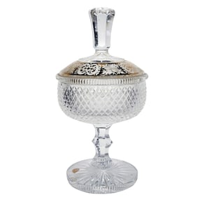 Large Antique Gilt Cut Crystal Lidded Jar