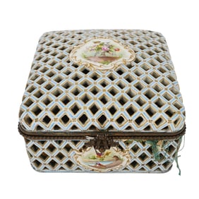 Antique French Jacob Petit Reticulated Porcelain Box