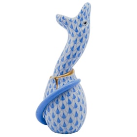 Herend Porcelain "Snake" Blue Fishnet Figurine