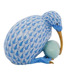 Herend Porcelain Blue Fishnet "Kiwi Bird" Figurine