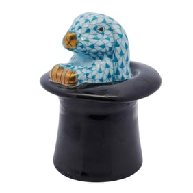 Herend Porcelain "Rabbit Trick" Fishnet Figurine