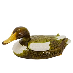 Vintage Italian Majolica Glazed Duck Tureen
