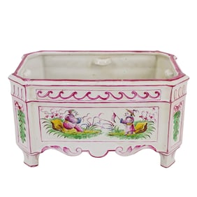 French Hand Painted Porcelain Planter