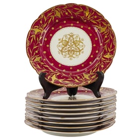 (9 Pcs) Austrian Ovington Bros Gilt Decorated Plates