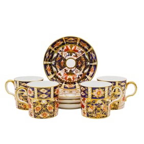 (8 Pc) Royal Crown Derby Porcelain Imari Demitasse Set