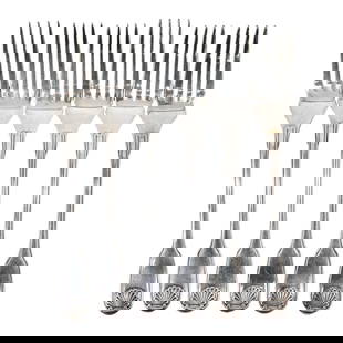 (6 pcs) Christofle France "Vendome-Arcantia" Silver Forks: (6 pcs) Christofle "Vendome-Arcantia" Silver Plated ForksMid to late 20th century, FranceChristofle France silver forks with sea shell designs on handle in the "Vendome-Arcantia" design. Total weight: