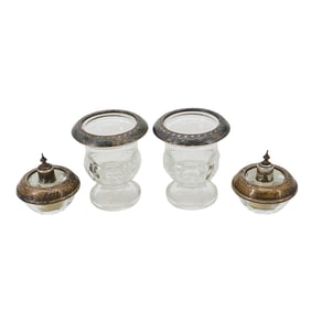 (4 pcs) Frank M. Whiting & Co. Sterling Silver and Glass Cigarette Holders with Table Lighters