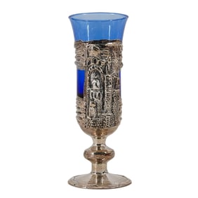 Sherman Art Works Sterling and Glass Judaica Kiddush Cup