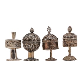 (4 pcs) Sterling Silver Spice Boxes