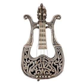 Dabbah Judaica Sterling Silver Lyre Spice Box