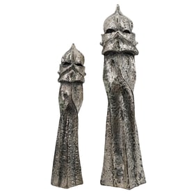 Pair Of Signed Sterling Overlaid  Abstract Sculptures