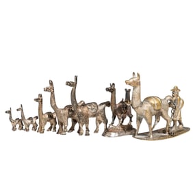 (7 pcs) Sterling Silver Llama Miniatures