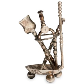 (4 pcs) Holland Sterling Silver Miniature Fireplace Set