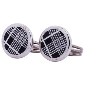 Set of Burberry Plaid Silver Plate Cufflinks