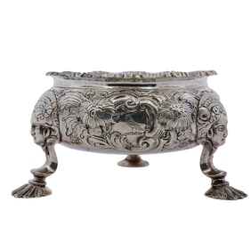 English Sterling Silver Repousse Salt Cellar