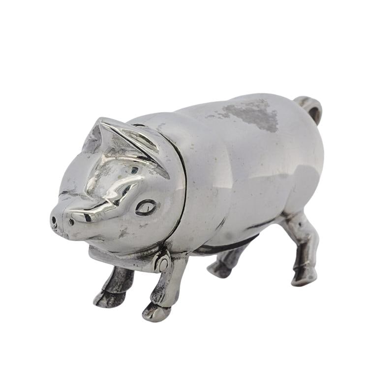 Sterling Silver "Pig" Shaped Pill Box Pendant (1 of 6)