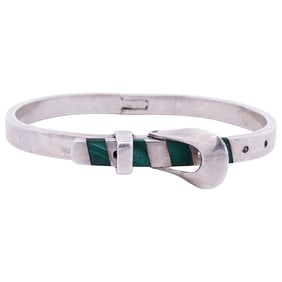 (2 Pc) Mexican Sterling Silver Bracelets W/ Inlaid Stones