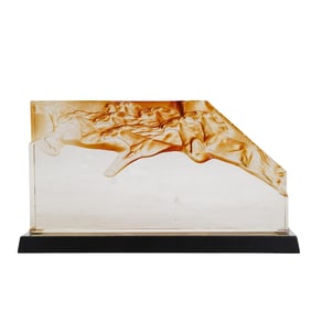 Molded Glass Running Horses Sculpture
