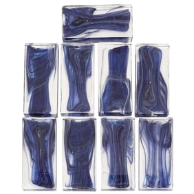 (9 pcs) Hand-blown Marbled Glass Subway Tile Backsplash