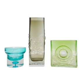 (3 Pcs) Modernist Art Glass Vases
