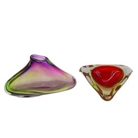 (2 Pcs) Art Glass Vessels