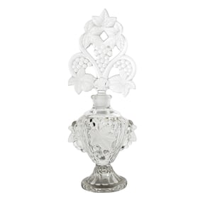 Antique Etched Grapevine Glass Perfume Bottle