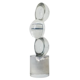 Geometric Clear Glass Sculpture