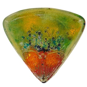 Signed Pate-De-Verre Papillon Sculpture