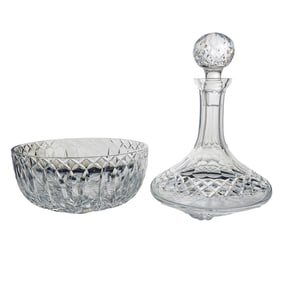 Pair of a Waterford Crystal Decanter and Bowl