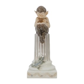 Royal Copenhagen 'Faun On Column W/Lizard' Porcelain Figurine