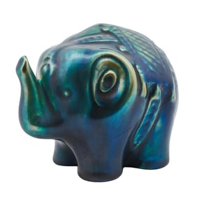 Vintage Zsolnay Hungary Eosin Porcelain Elephant Figure