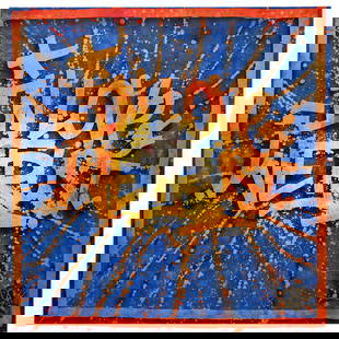 Signed DOK (Fench, B. 1976) "In Love We Trust" Mixed Media on Canvas: Signed DOK (Fench, B. 1976) "In Love We Trust" Mixed Media on Canvas2021, French"In Love We Trust" mixed media on canvas by French street artist DOK. DOK is known for using Arabic gum as a stencil tec