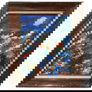 Attrib. Sayed Haider Raza (Indian, 1922-2016) Oil On Canvas: Attrib. Sayed Haider Raza (Indian, 1922-2016) Oil On Canvas1969, IndiaAttributed to Sayed Haider Raza (Indian, 1922-2016) Oil on canvas abstract painting, featuring thick and vibrant brushstrokes of v