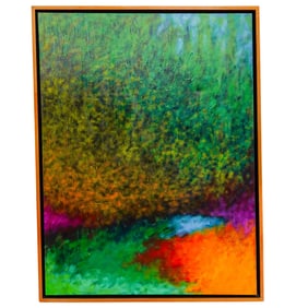 Tracy Lynn Pristas (b. 20th century, American) Signed Abstract Oil on Canvas Landscape