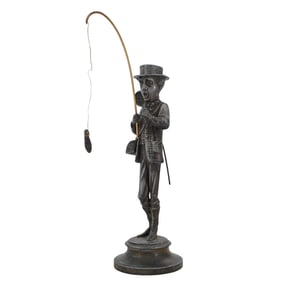 Pewter Fisherman Candlestick