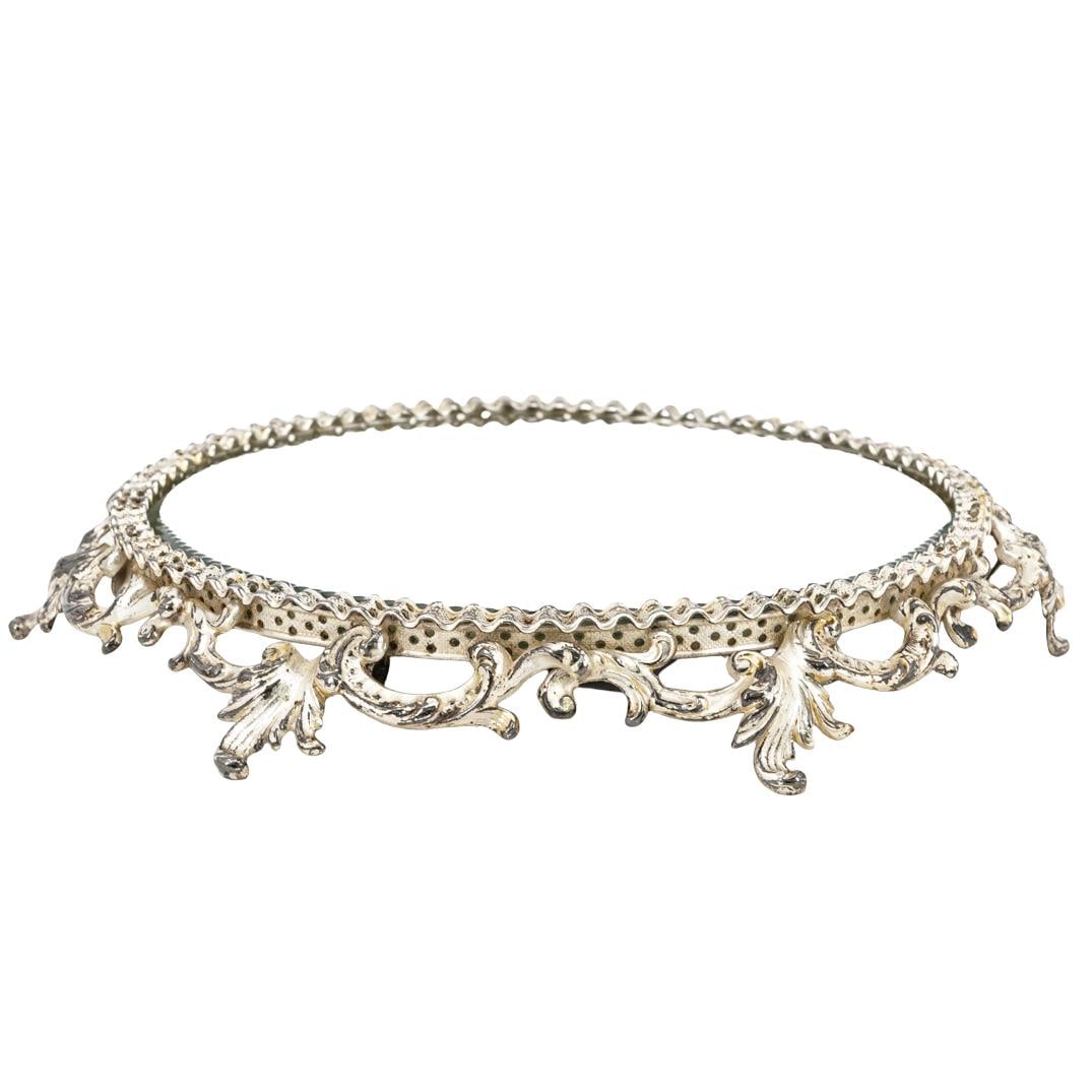 Footed Silver Plated Plateau Mirror (1 of 4)