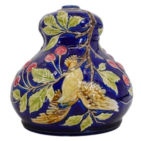 Bird and Cherries Hand Glazed Porcelain Base