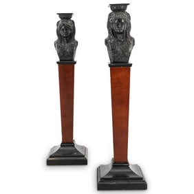 (2 Pc) Empire Style Figural Candle Holders